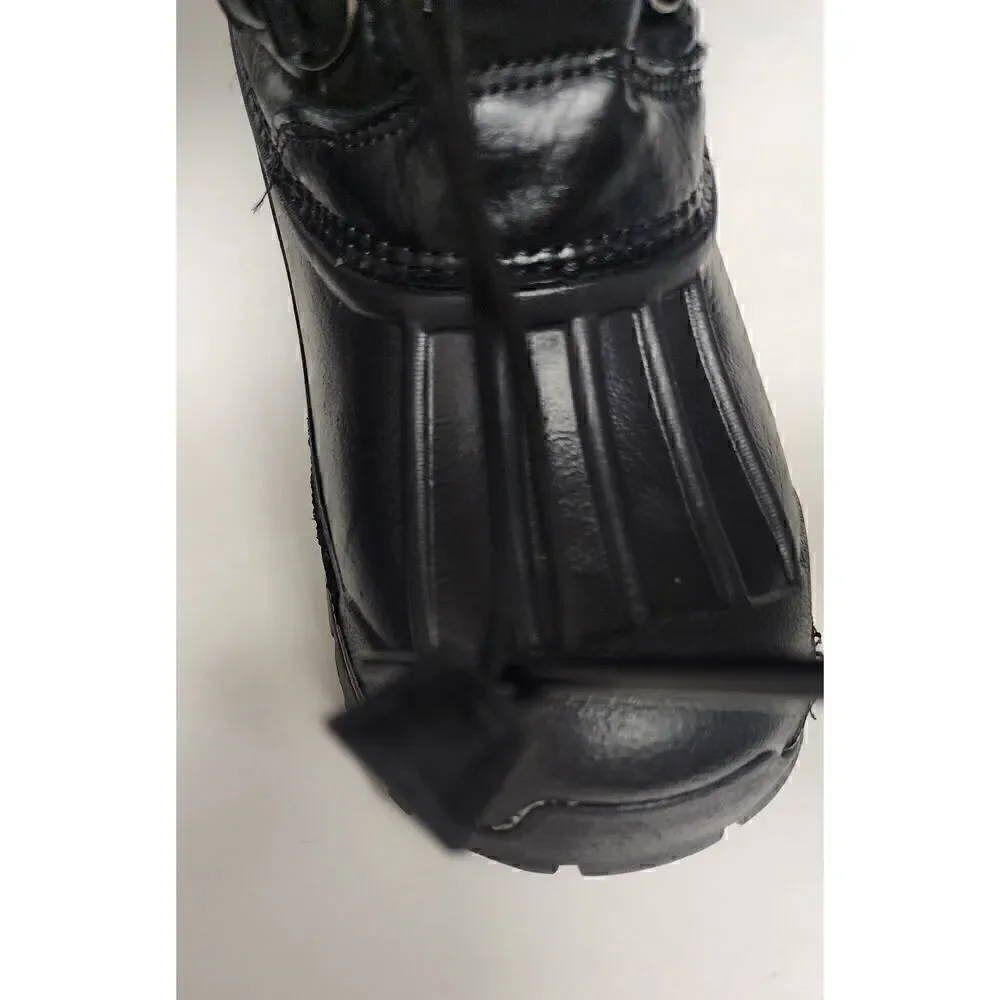 Toddler Kid's Lace Up Elastic Black Faux Fur Snow Boots Size 30/12.5